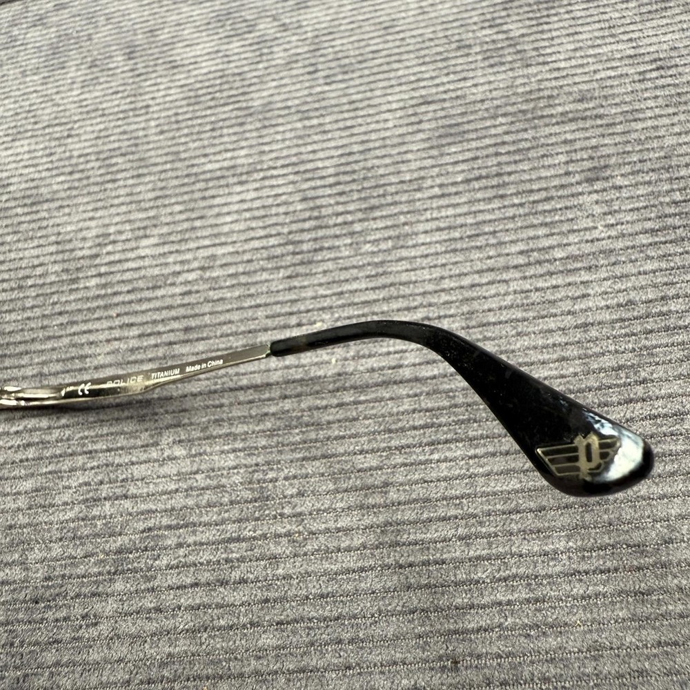 POLICE VPLC01K Titanium Eyeglasses Frames Black Silver 54-17-145 Men's Square - Picture 5 of 8